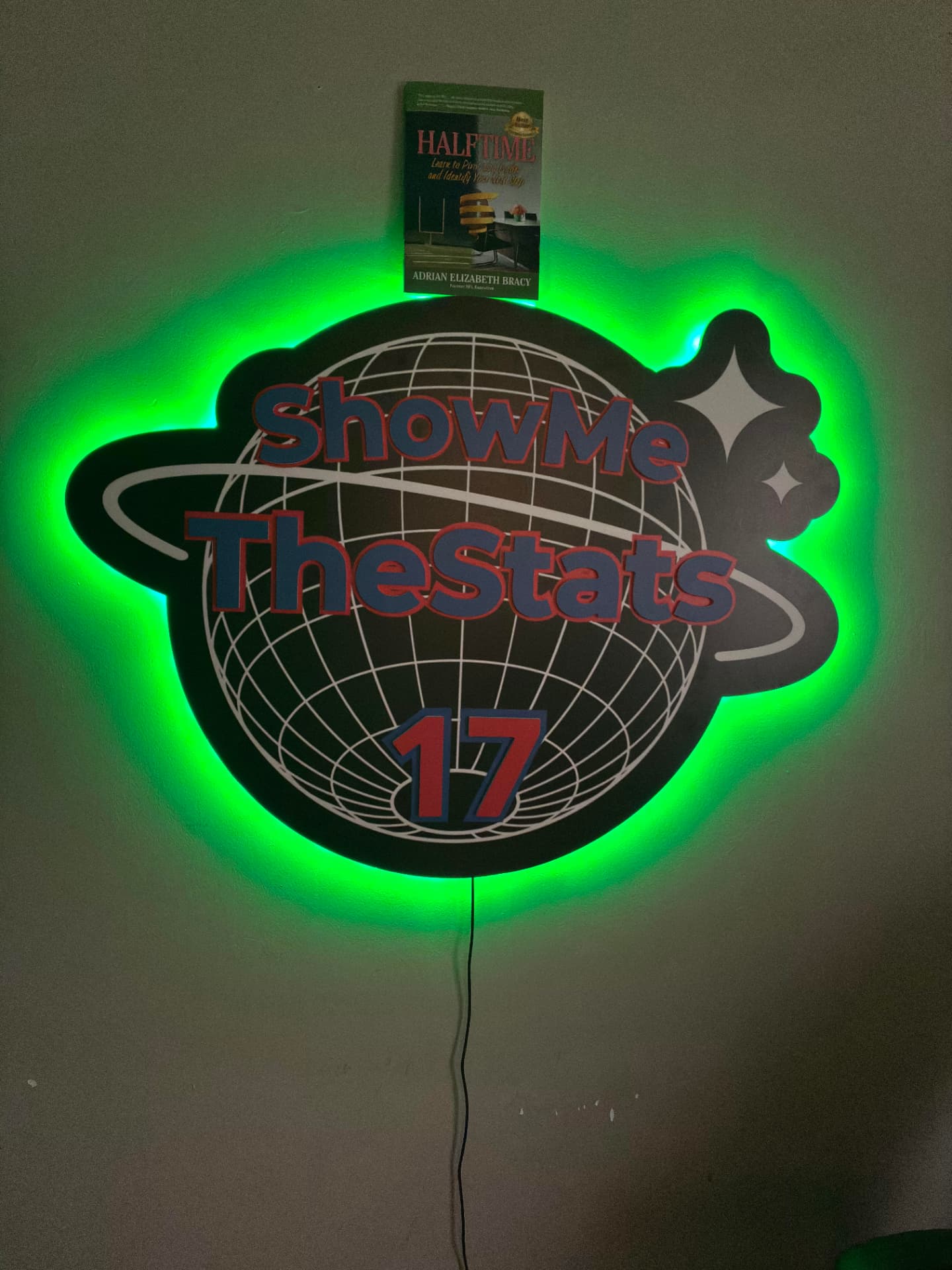 ShowMeTheStats17 neon sign on the wall